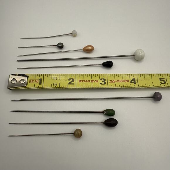 Vintage Stick Pins Lot of Nine Silver Tone 1.5” to 4.5” - Picture 5 of 11